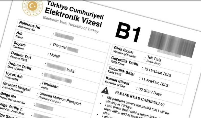 Turkey B1 visa
